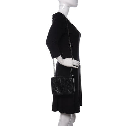 Saint Laurent Crinkled Calfskin Matelasse Monogram Niki Chain Wallet Black 2 of 10