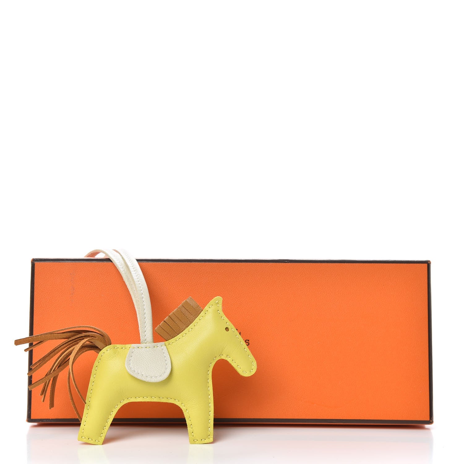 Hermes Milo Lambskin Grigri Rodeo Horse Bag Charm PM Lime Sesame Craie 4 of 4