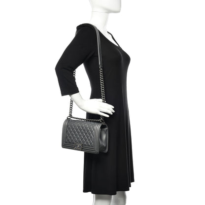 Chanel Metallic Calfskin Quilted Medium Boy Flap Dark Silver 2 of 14