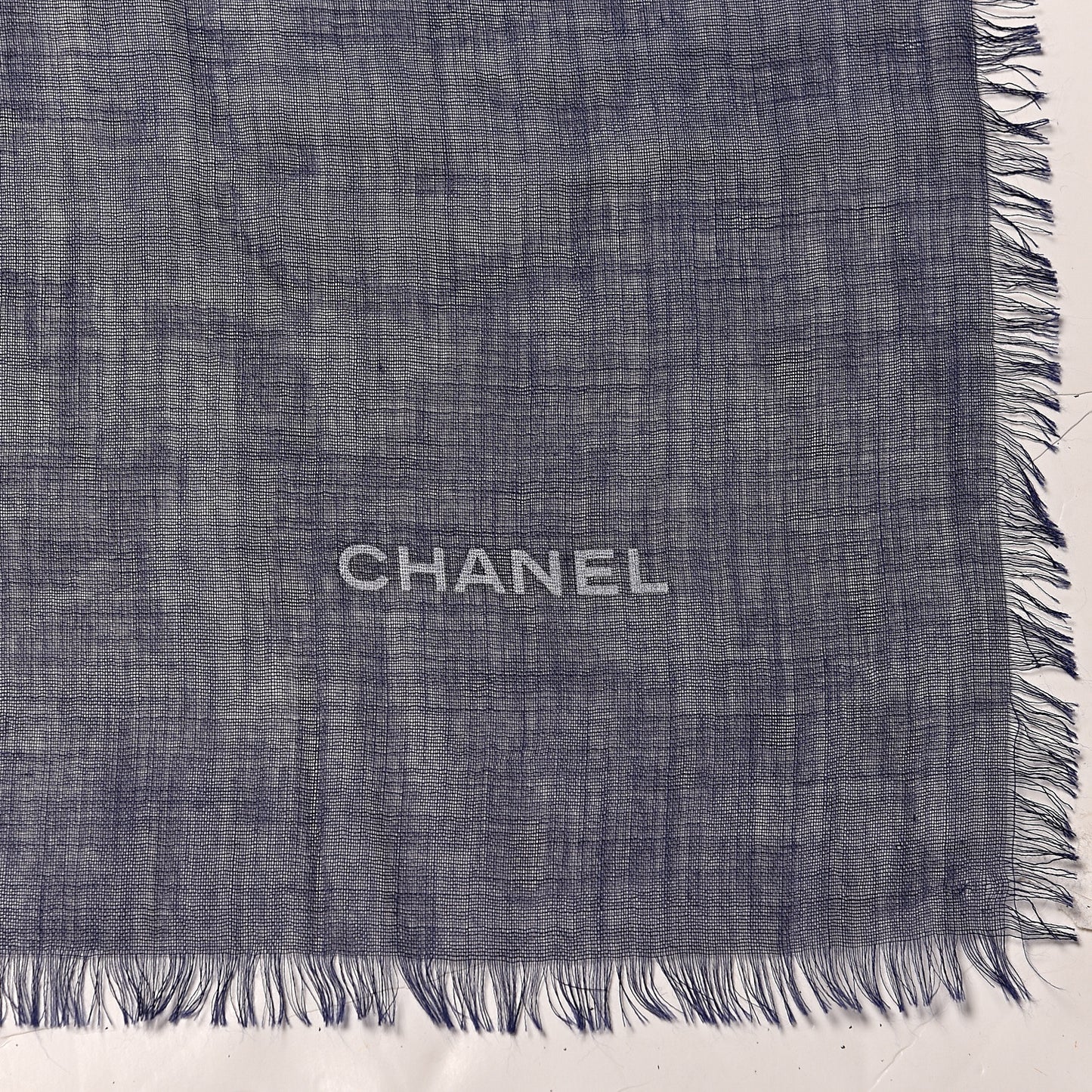 Cashmere Wool Silk CC Logo Scarf White