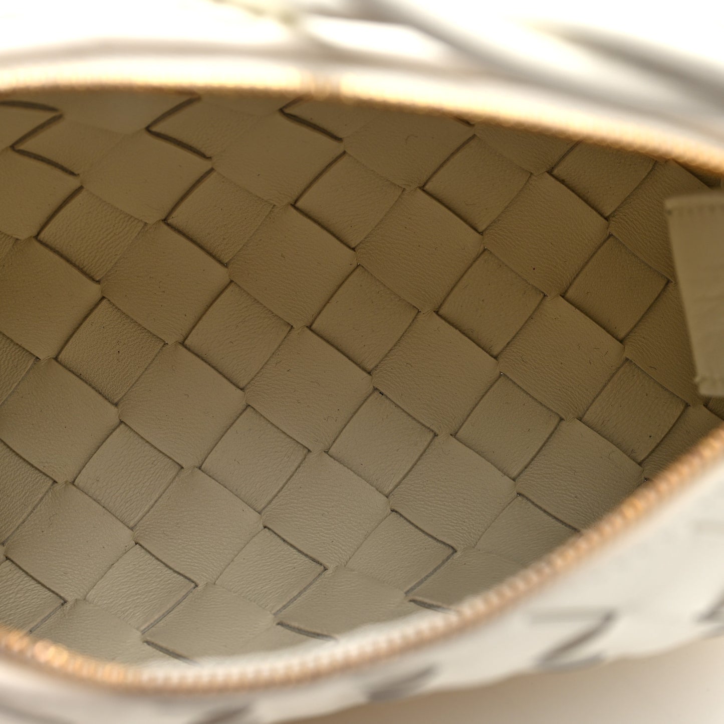 Polished Nappa Intrecciato Metal Knots Mini Loop Camera Bag Bone