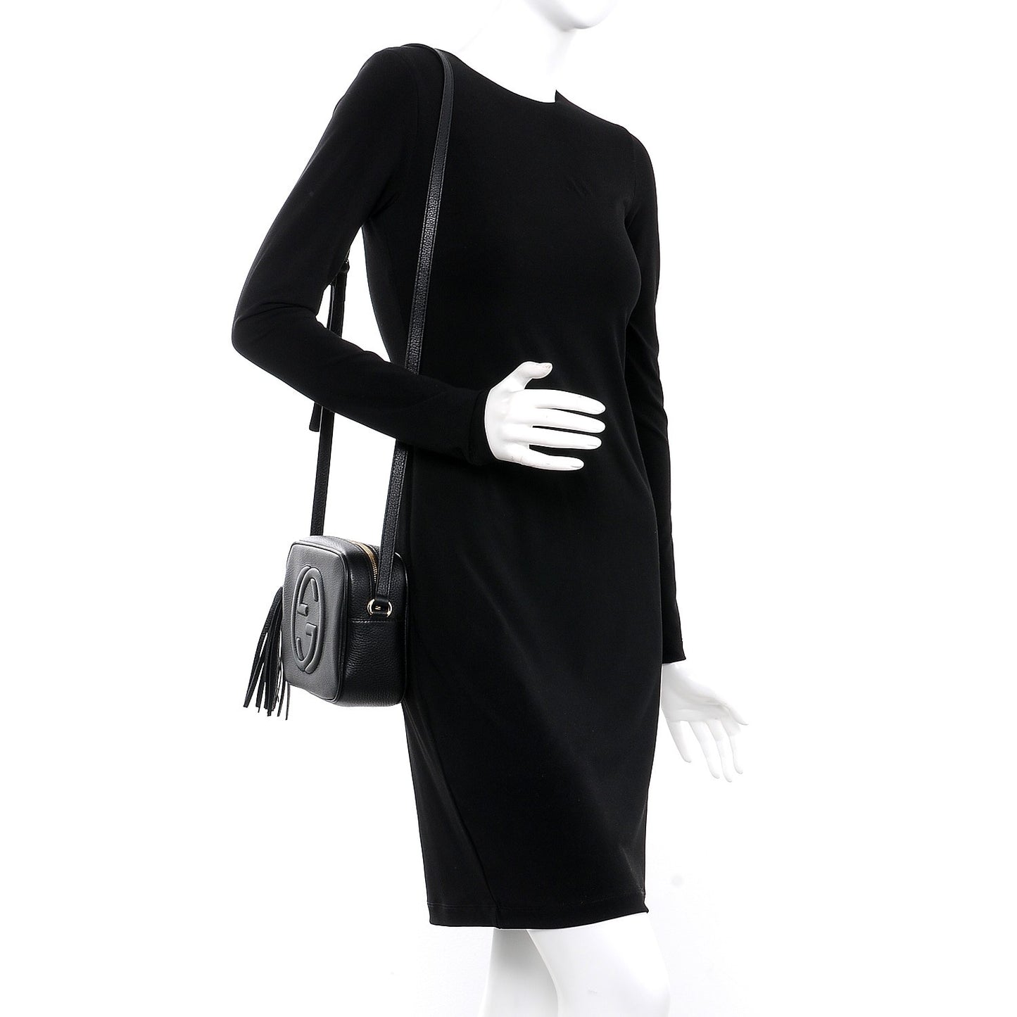 Pebbled Calfskin Small Soho Disco Bag Black