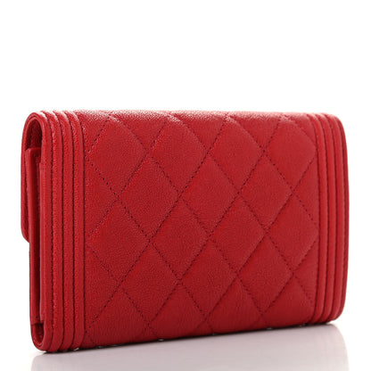 Chanel Caviar Quilted Medium Boy Flap Wallet Red 3 of 8