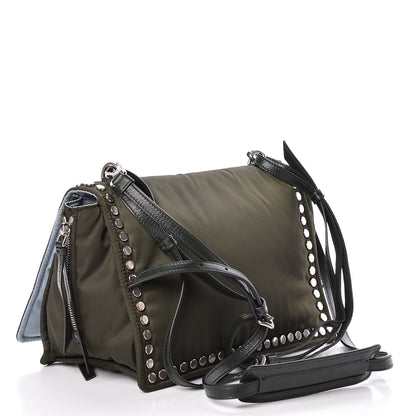 Prada Nylon Tessuto Studded Small Etiquette Bag Militare Astrale 4 of 9