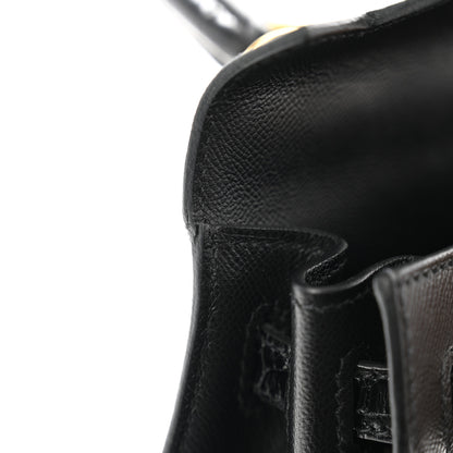 Hermes Madame Calfskin Shiny Niloticus Crocodile Kelly Sellier Touch 25 Black 12 of 12