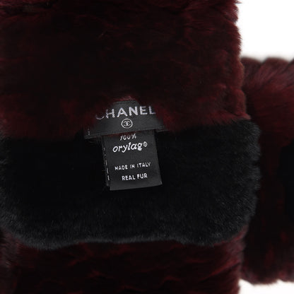 Chanel Orylag Rabbit Fur CC Scarf Red Black 3 of 4