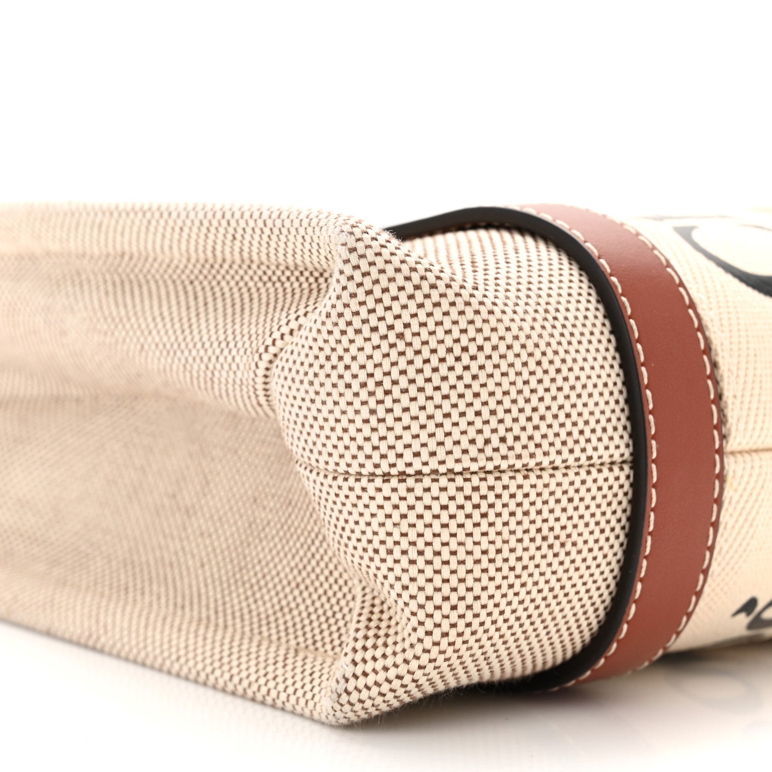 Chloe Cotton Calfskin Small Woody Ribbon Tote White Brown 9 of 12