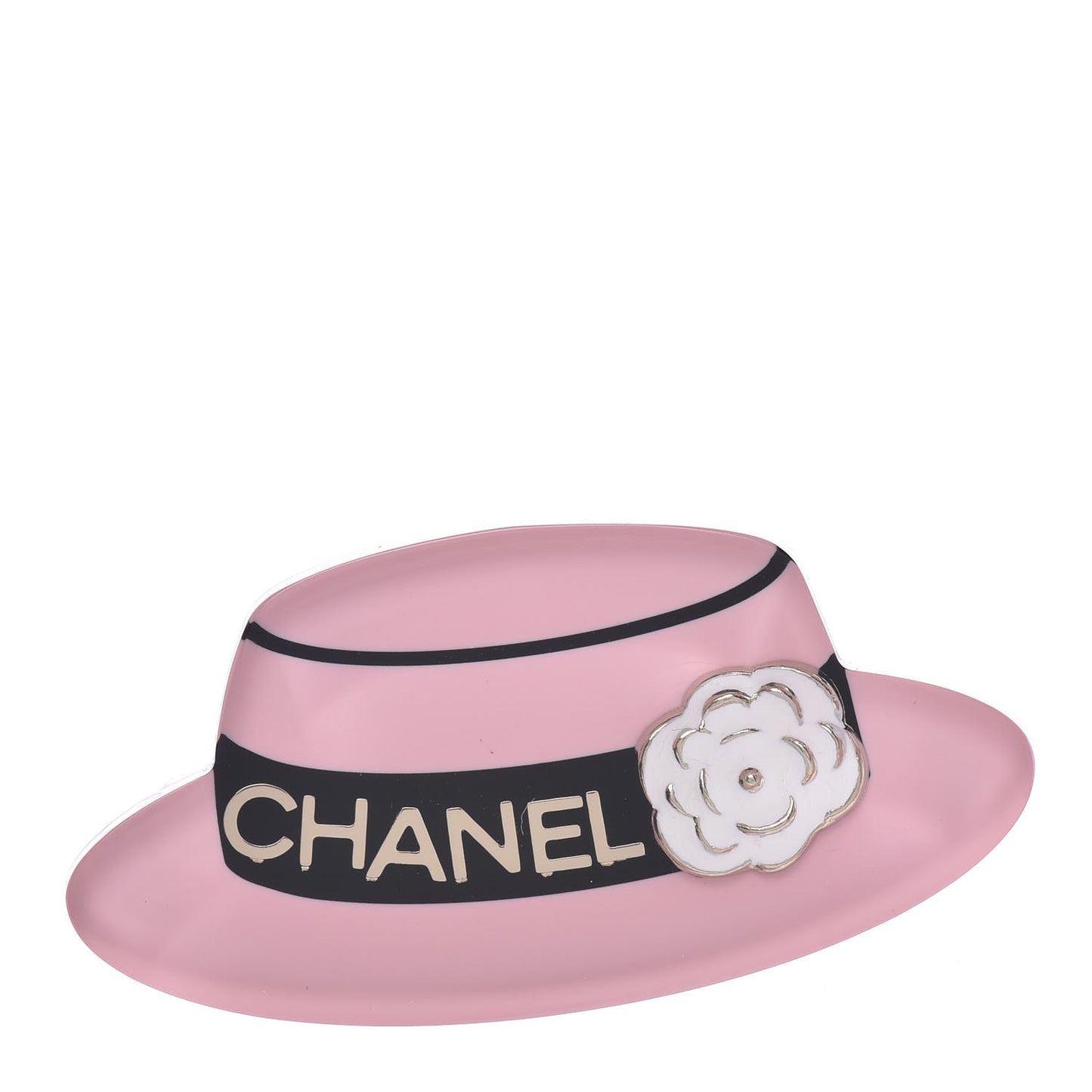 Resin Icon Manga Hat Brooch Pink White Gold