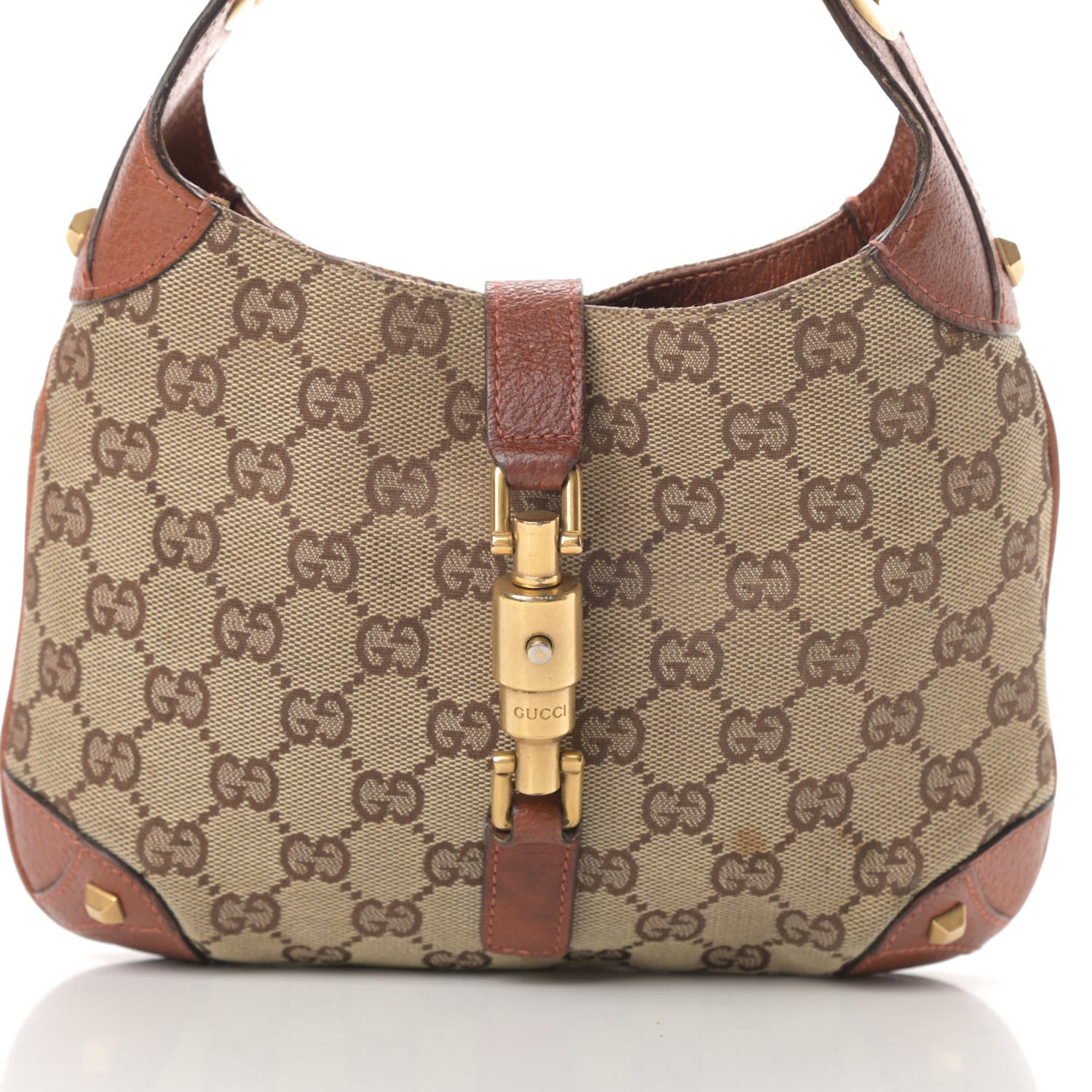 Gucci Monogram Mini Piston Lock Jackie O Hobo Brown 8 of 14