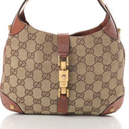 Gucci Monogram Mini Piston Lock Jackie O Hobo Brown 8 of 14