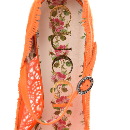 Gucci Lace Pizzo Venice Pumps 36 Orange Fluo 6 of 7
