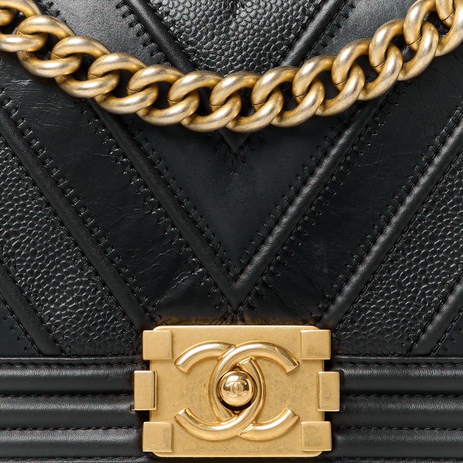 Chanel Caviar Suede Calfskin Chevron Medium Boy Flap Black 8 of 10