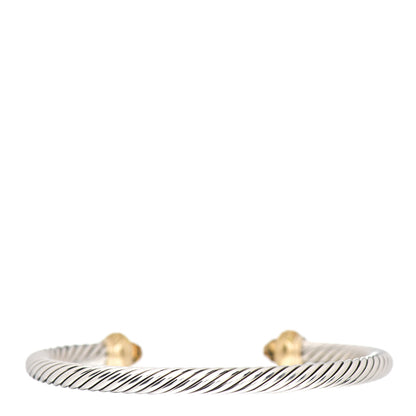David Yurman Sterling Silver 18K Yellow Gold Citrine Yellow Sapphire 5mm Candy Cable Bracelet 3 of 4