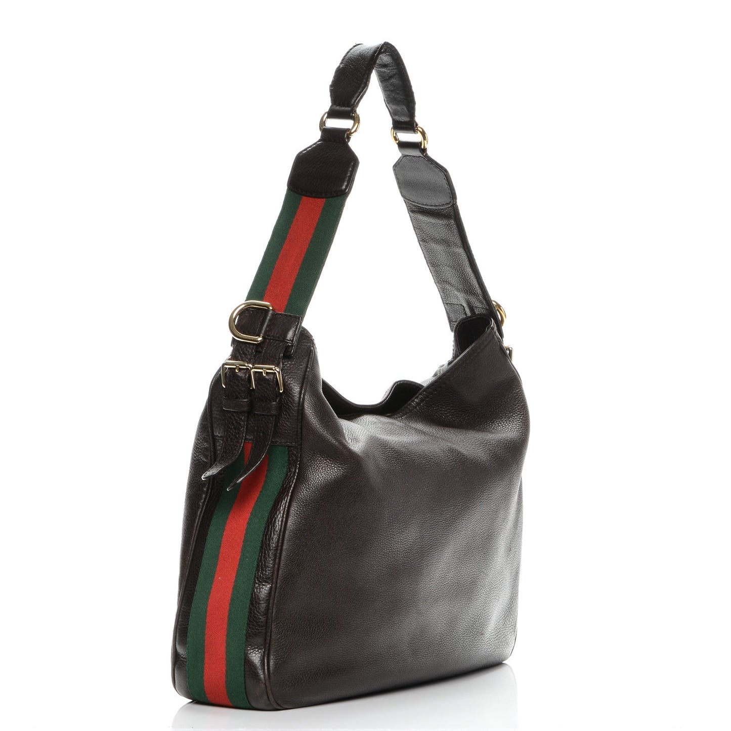 Pebbled Calfskin Medium Heritage Shoulder Bag Dark Brown