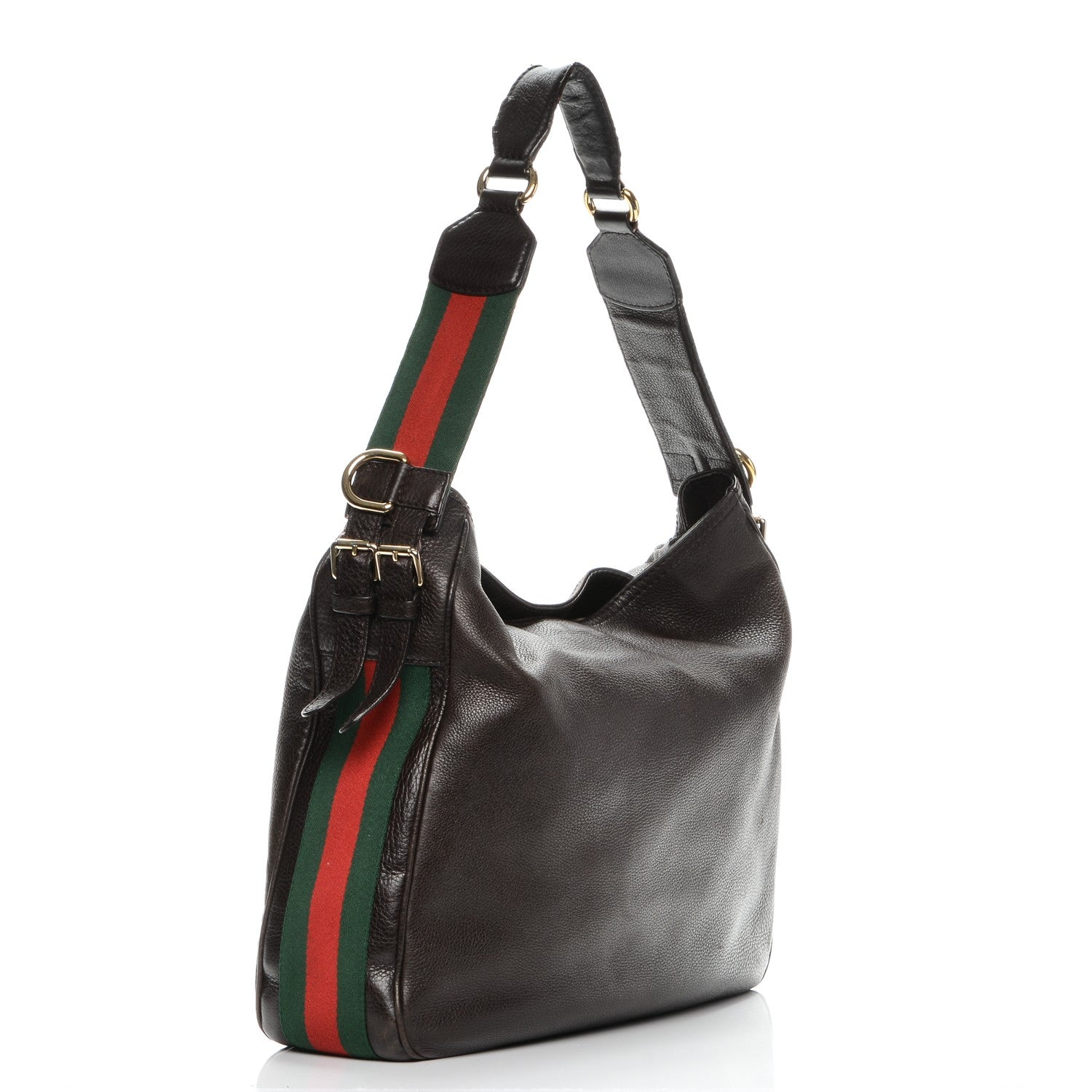 Gucci Pebbled Calfskin Medium Heritage Shoulder Bag Dark Brown 3 of 14