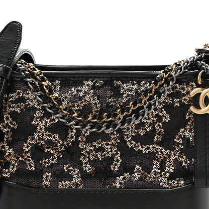 Chanel Sequin Calfskin Small Gabrielle Hobo Black Gold 8 of 11
