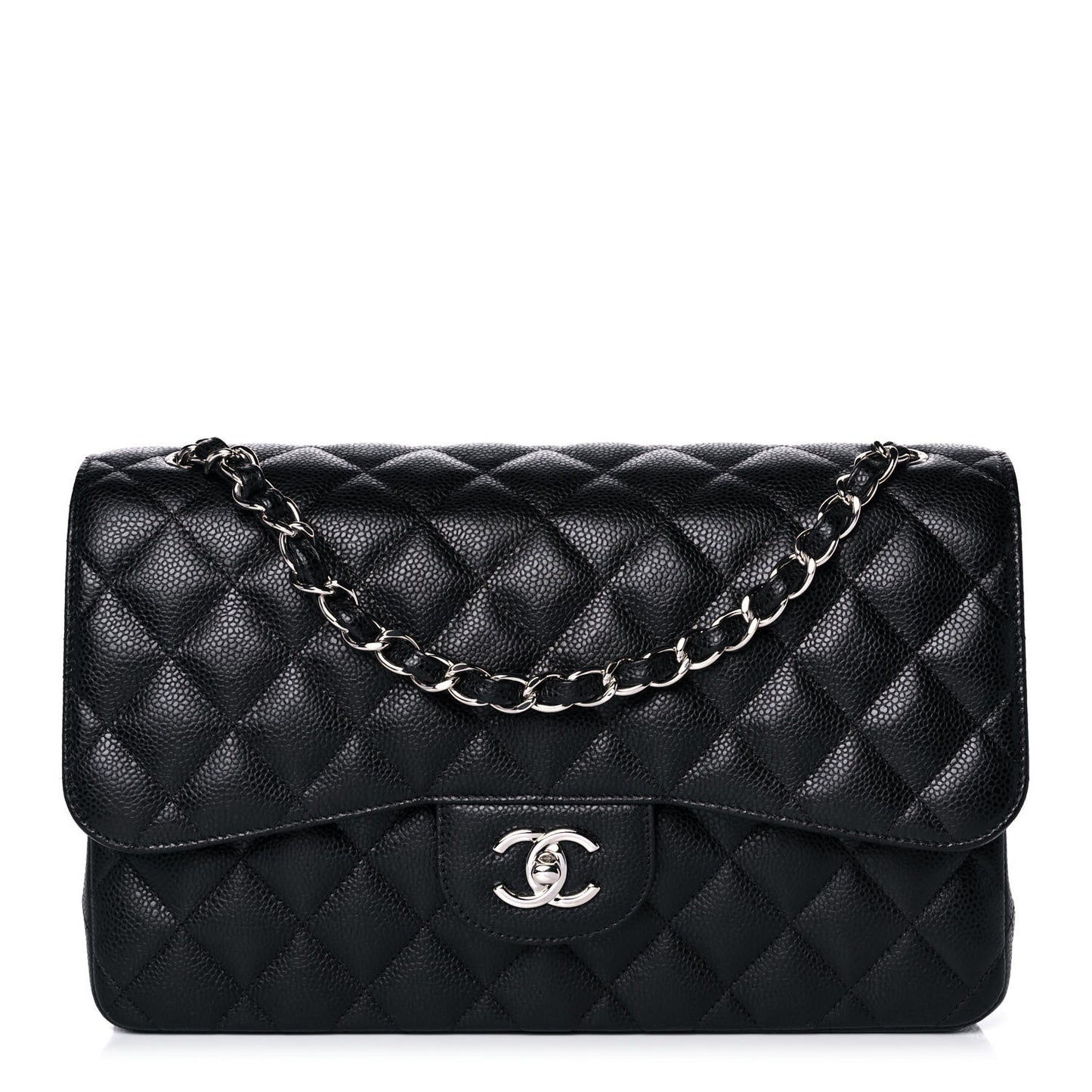 Caviar Quilted Jumbo Double Flap Black