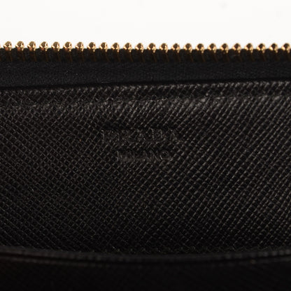 Prada Saffiano Metal Zip Around Wallet Nero Black 7 of 8