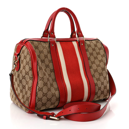 Gucci Monogram Vintage Web Medium Boston Red 2 of 9