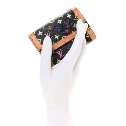 Louis Vuitton Monogram Multicolor Porte-Monnaie Plat Coin Purse Black 2 of 8
