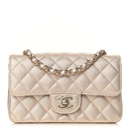 Chanel Metallic Lambskin Quilted Mini Rectangular Flap Gold 1 of 10