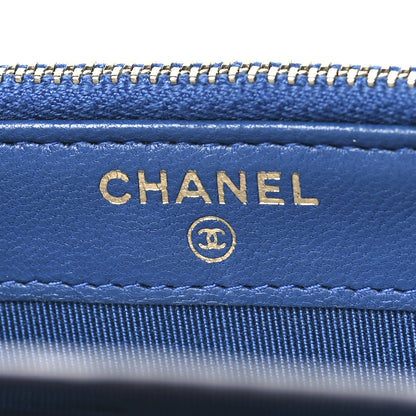 Chanel Lambskin Quilted Small Clutch With Chain Blue 6 of 11