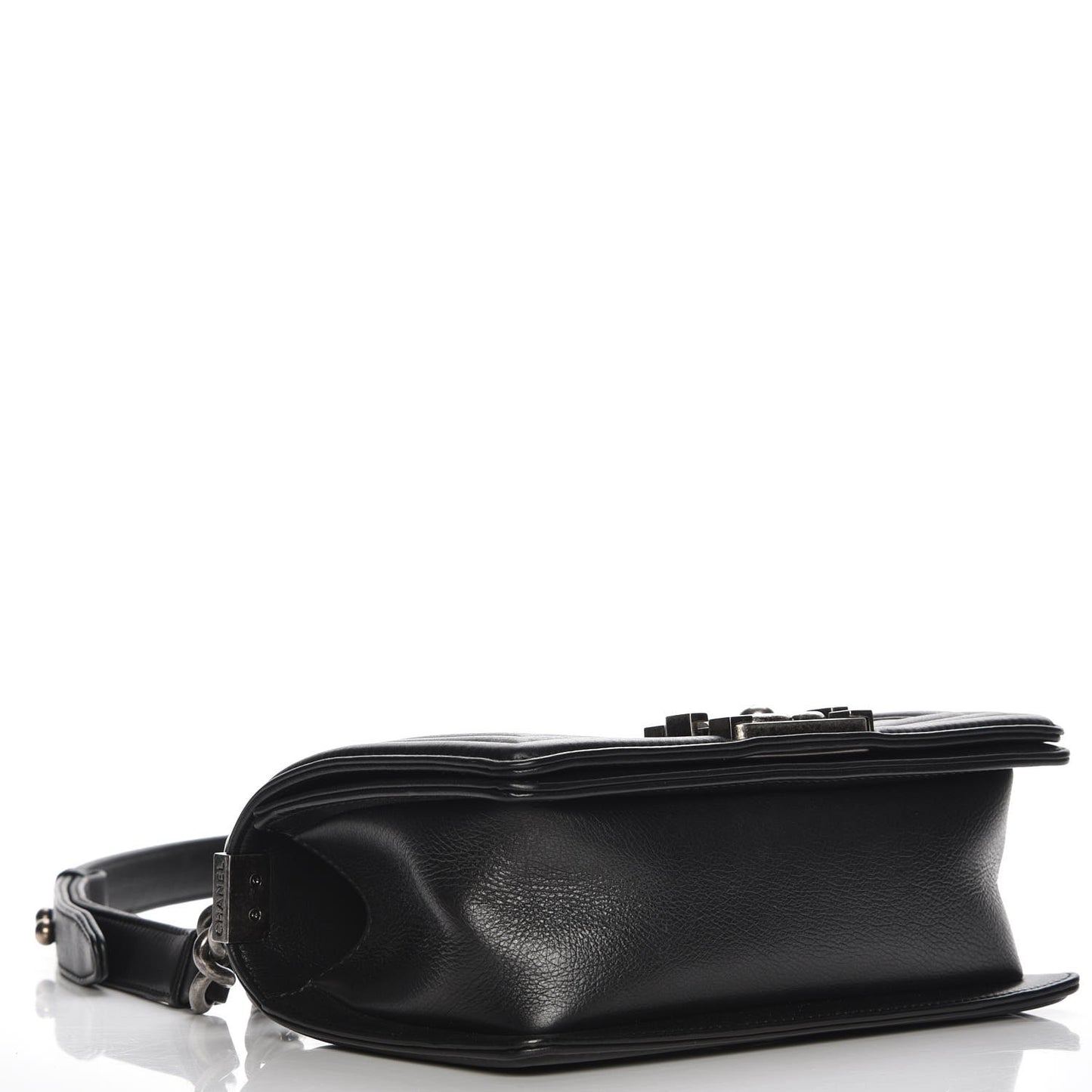Calfskin Quilted Small Boy Flap Black
