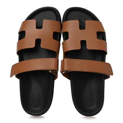 Hermes Calfskin Embroidered Womens Chypre Sandals 41 Natural 2 of 11