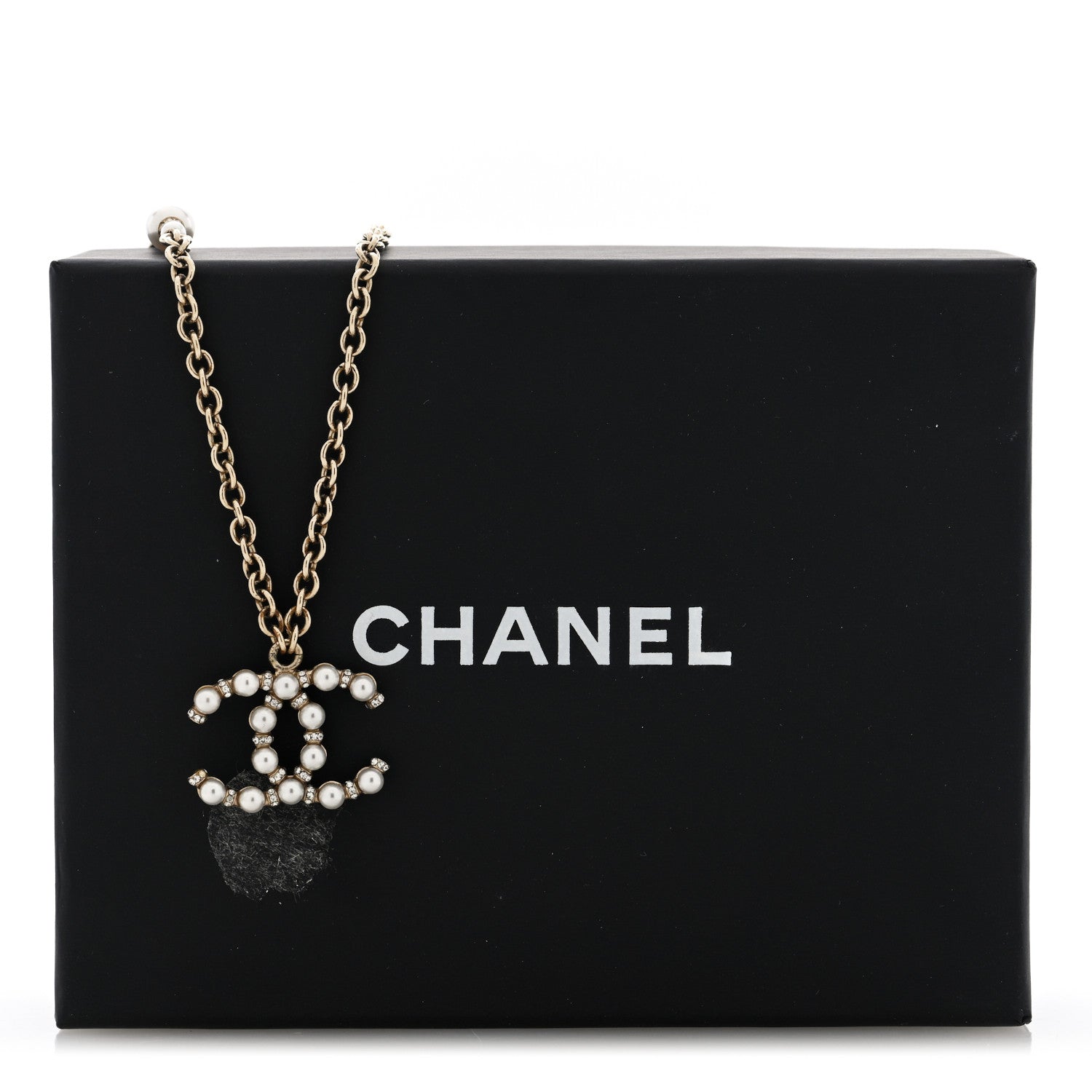 Chanel Crystal Pearl Nefertiti CC Pendant Necklace Gold 5 of 5