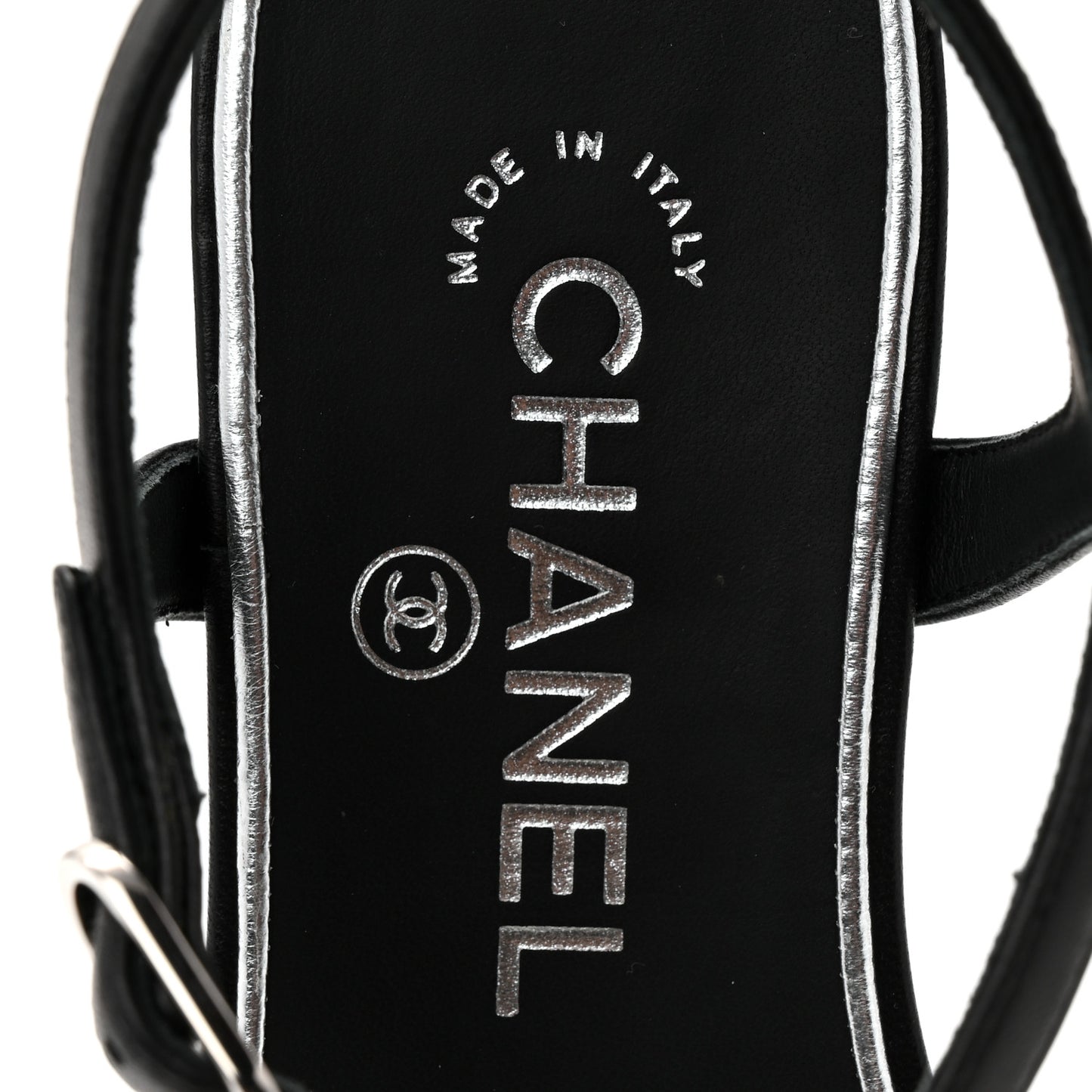 Lambskin CC Chain Thong Sandals 35.5 Black
