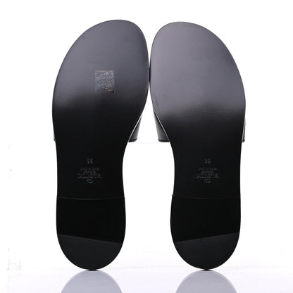 Valentino Garavani Grainy Cowhide Vlogo Flat Slide Sandals 38 Black 6 of 9
