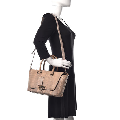 Valentino Garavani Snakeskin Small Demilune Double Handle Satchel Beige 2 of 11