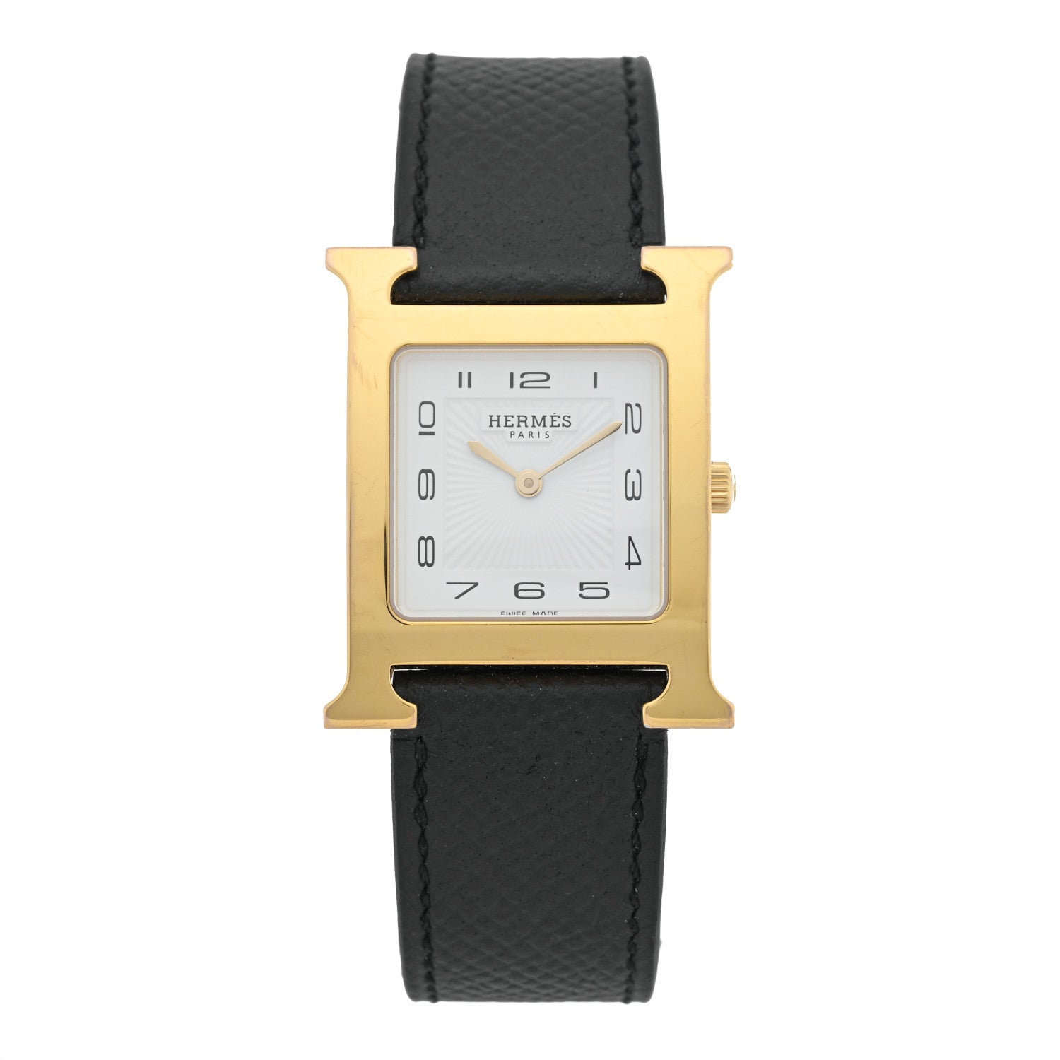 Hermes Stainless Steel Epsom 26mm Heure H Hour Quartz Watch Noir 1 of 5