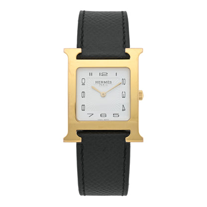 Hermes Stainless Steel Epsom 26mm Heure H Hour Quartz Watch Noir 1 of 5