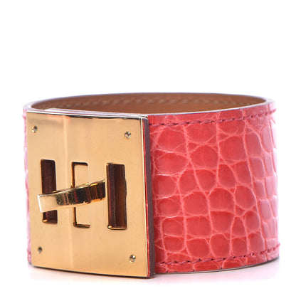 Hermes Shiny Alligator Kelly Dog Cuff Bougainvillea 1 of 6