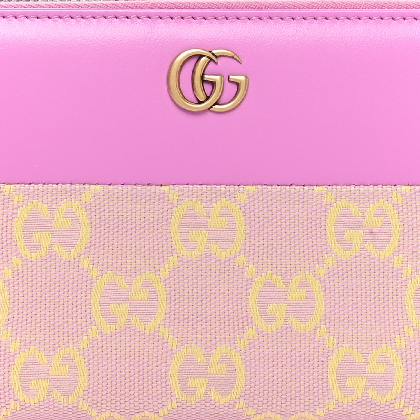 Calfskin GG Monogram GG Marmont Zip Around Wallet Lilac Yellow