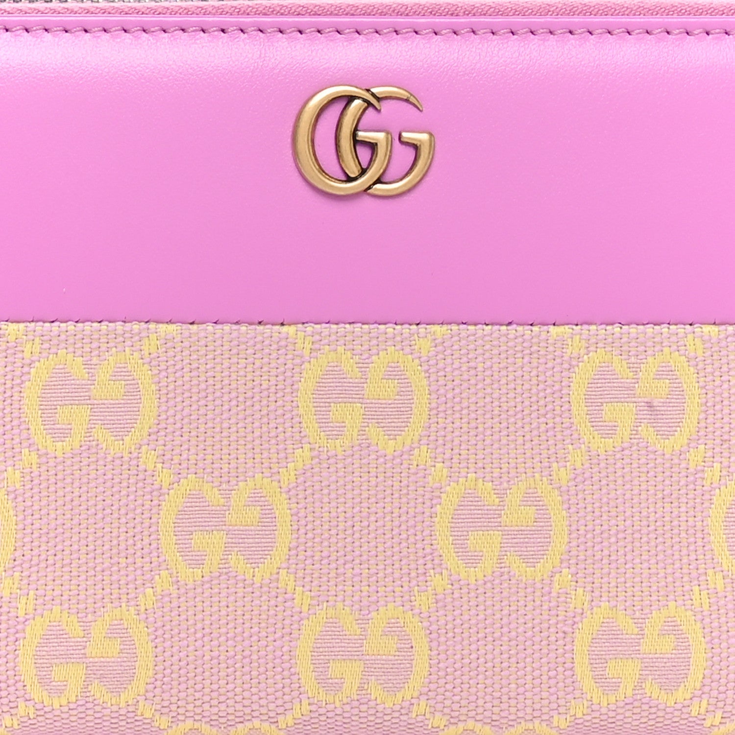 Gucci Calfskin GG Monogram GG Marmont Zip Around Wallet Lilac Yellow 8 of 10