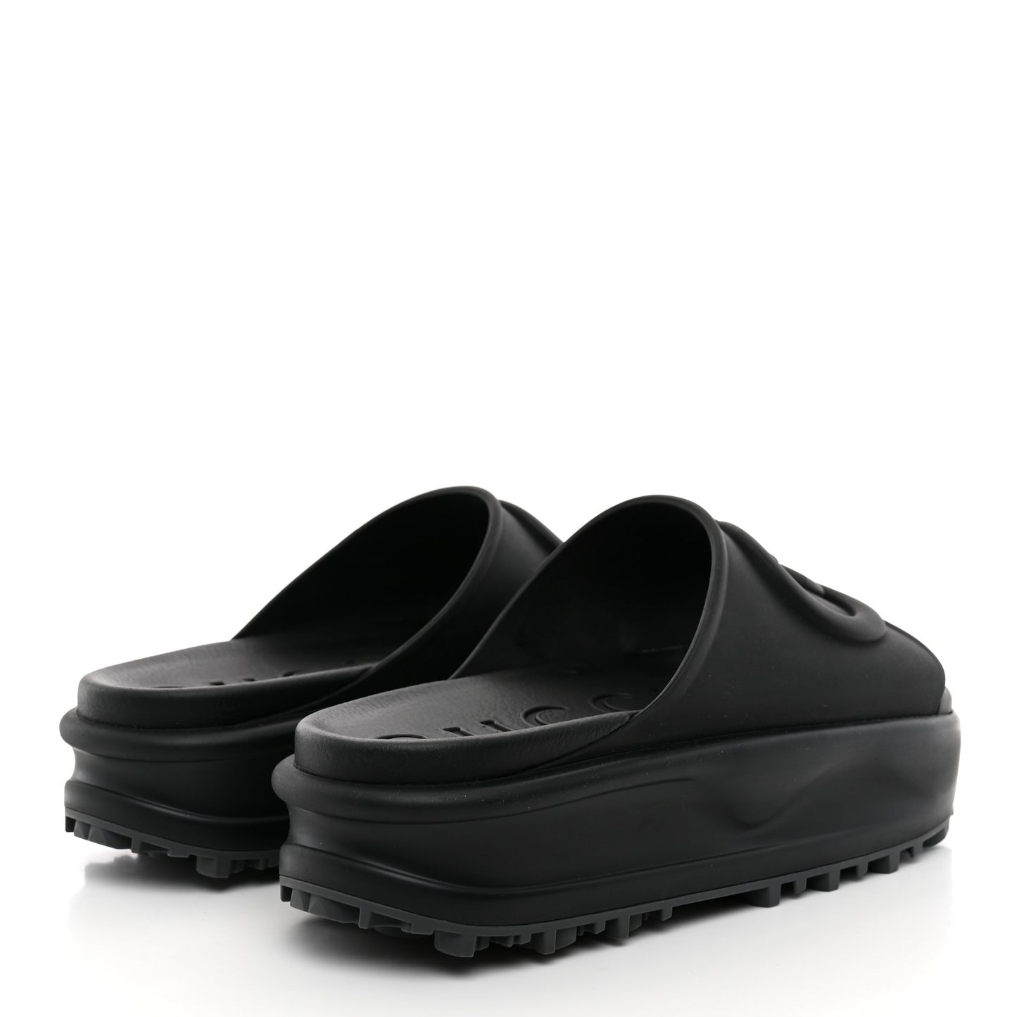 Soft Rubber Womens Interlocking G Platform 42mm Slide Sandals 41 Black