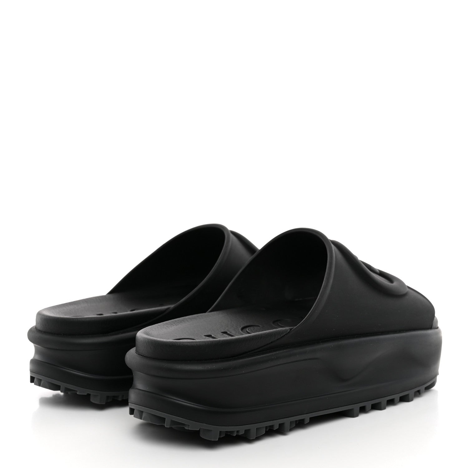 Gucci Soft Rubber Womens Interlocking G Platform 42mm Slide Sandals 41 Black 5 of 10