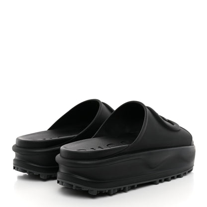 Gucci Soft Rubber Womens Interlocking G Platform 42mm Slide Sandals 41 Black 5 of 10