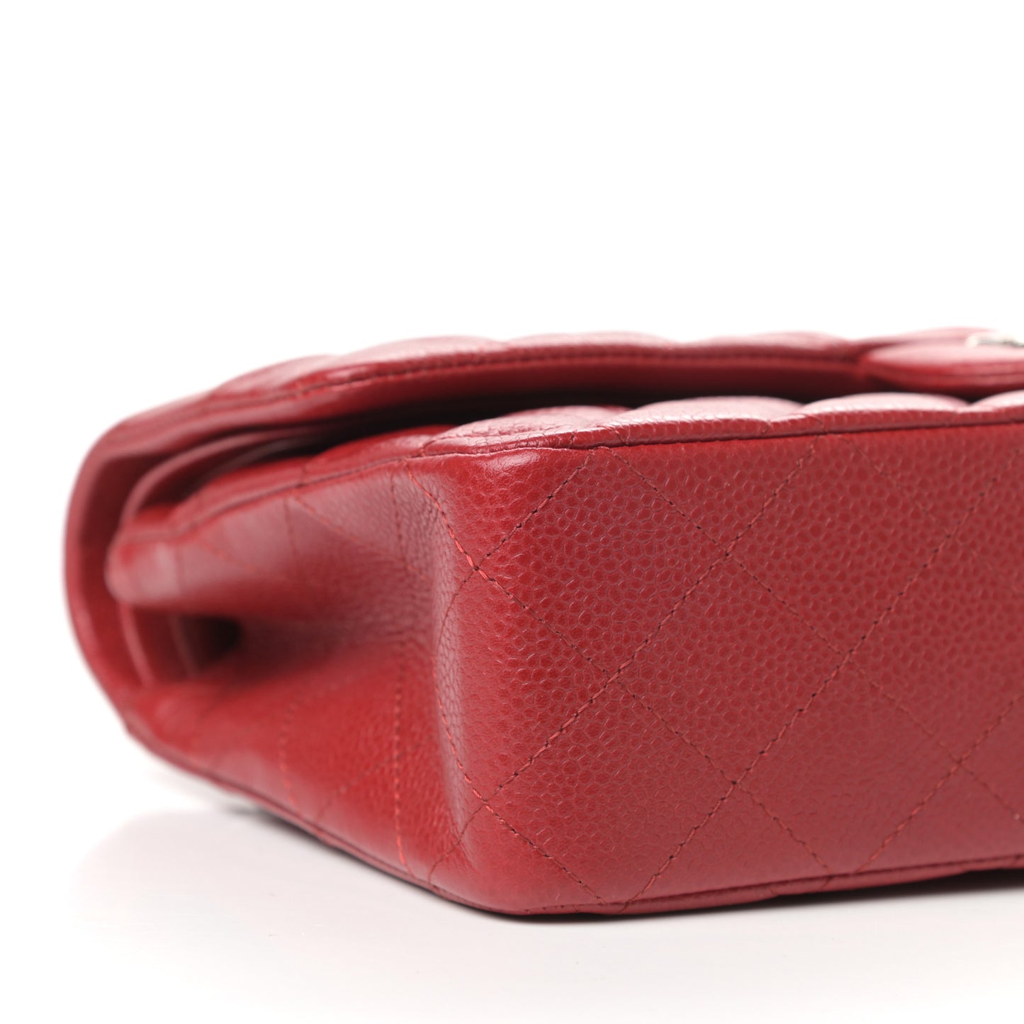 Caviar Quilted Medium Double Flap Dark Red