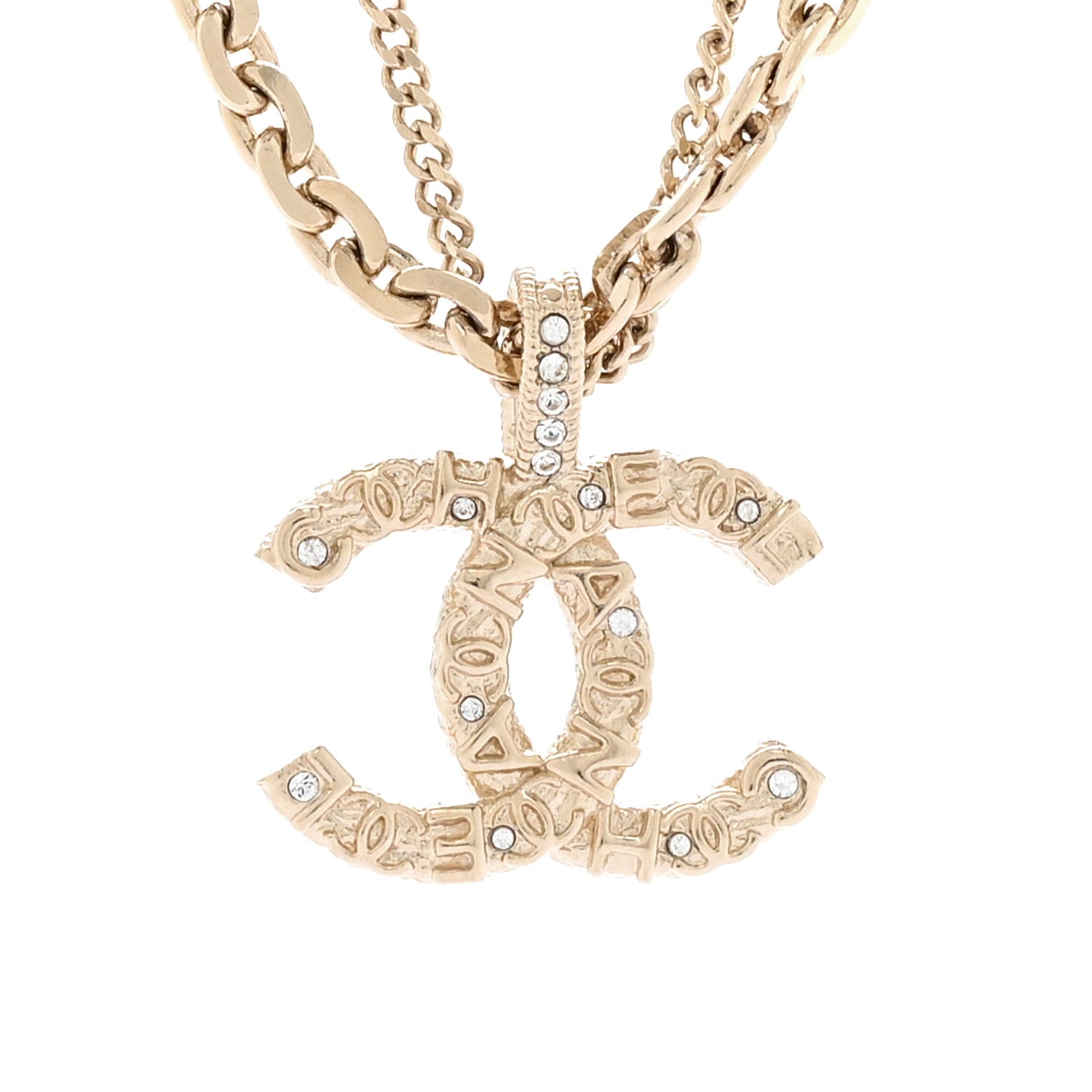 Crystal CC Multi Strand Chain Necklace Gold