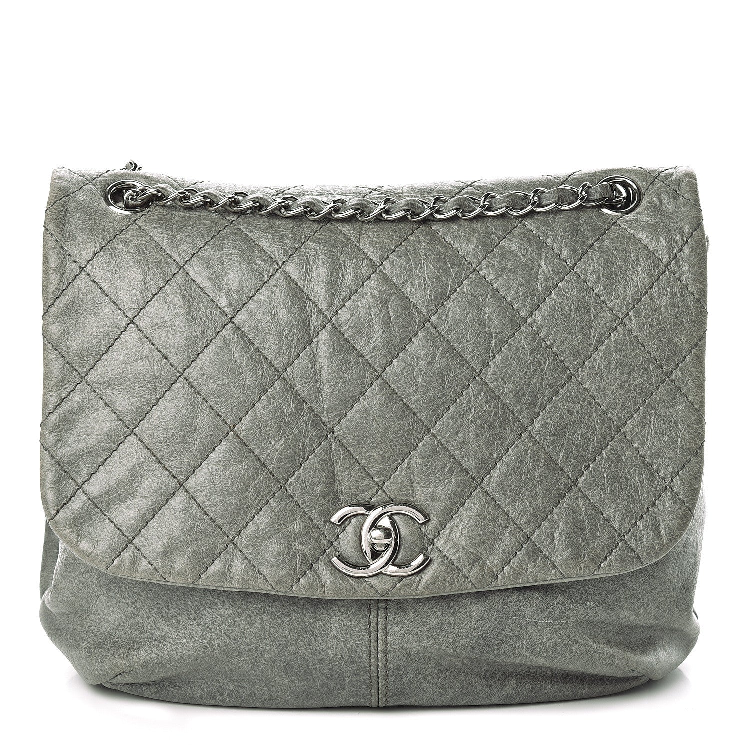 Chanel Shiny Lambskin Quilted Medium Trianon Messenger Flap Gris Fonce 1 of 11