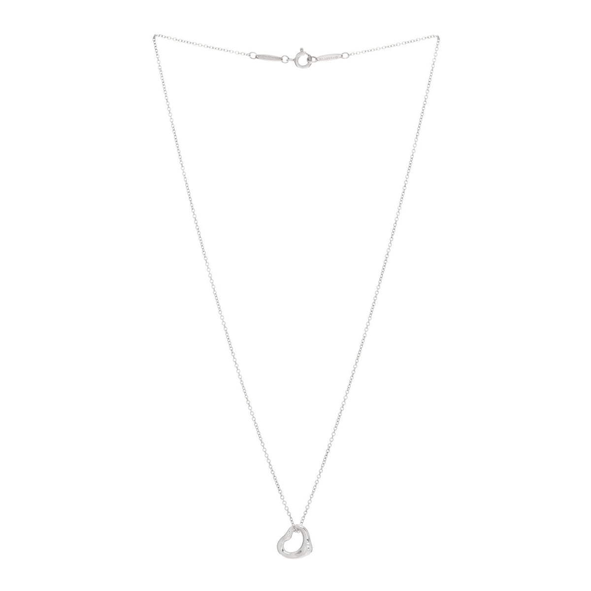 Tiffany Sterling Silver 11mm Elsa Peretti Open Heart Pendant Necklace 3 of 4