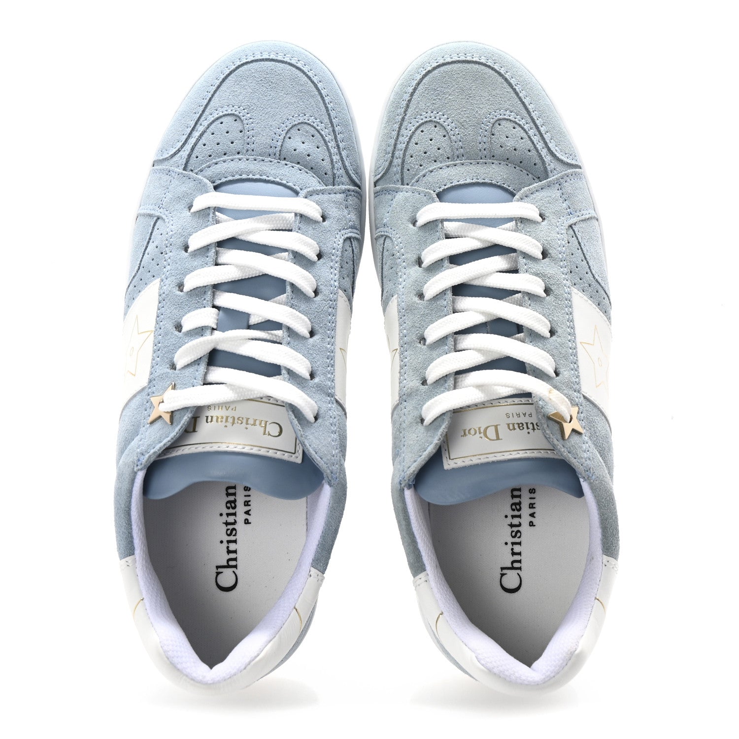 Christian Dior Calfskin Suede Dior Star Low Top Sneakers 35 White Blue 2 of 11