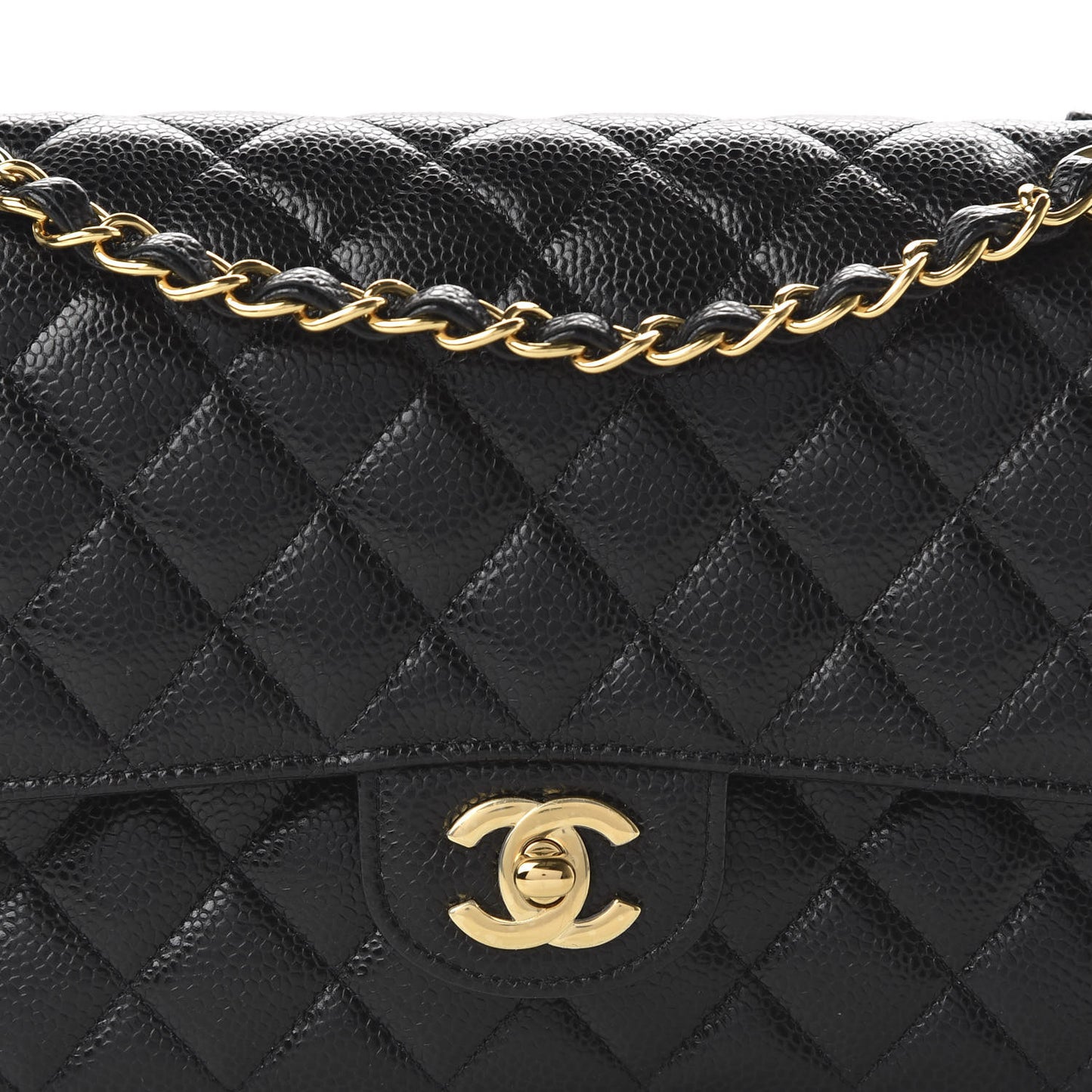 Caviar Quilted Medium Double Flap Black