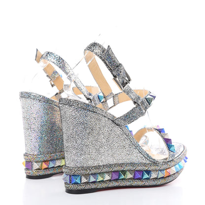 Christian Louboutin Nappa Mica Pyraclou 110 Wedge Sandals 39 Silver 4 of 7