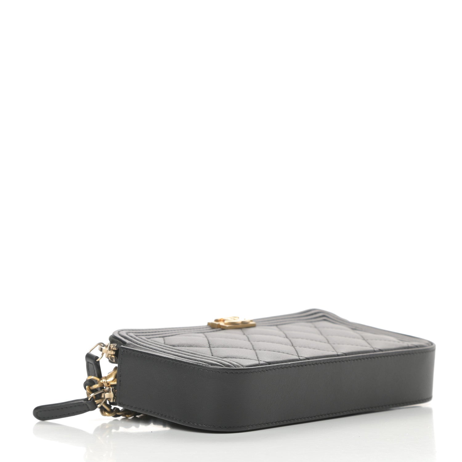 Chanel Lambskin Quilted Small Boy Clutch With Chain Black 4 of 18