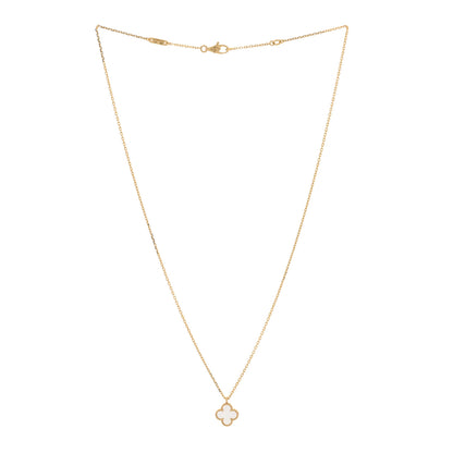 Van Cleef & Arpels 18K Yellow Gold Mother of Pearl Sweet Alhambra Pendant Necklace 3 of 6
