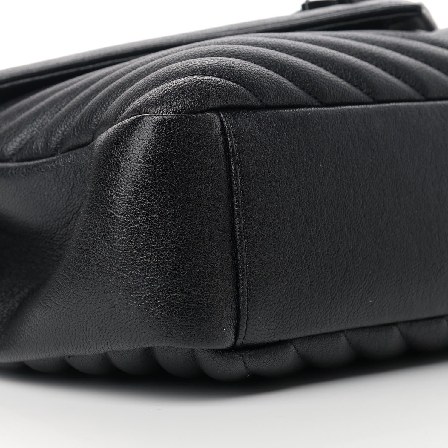 Saint Laurent Sheepskin Matelasse Chevron Monogram Monochrome Large College Satchel Black 9 of 10